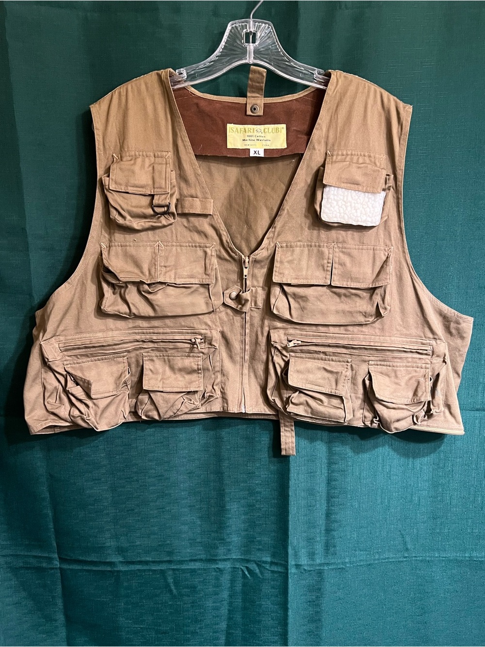 Vintage Safari Club Multi Pocket Utility Fishing Cargo Vest Beige Gorpcore , XL